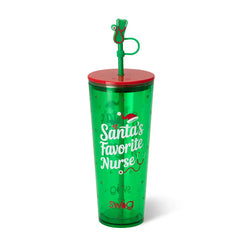 Santa's Favorite Nurse Plastic Tumbler 24oz